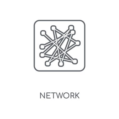 Ağ doğrusal kutsal kişilerin resmi. Ağ kavramı kontur sembol tasarımı. İnce grafik öğeleri illüstrasyon, beyaz bir arka plan, eps 10 anahat desen vektör.