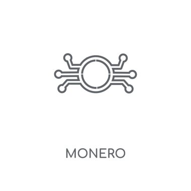Monero doğrusal simgesi. Monero kavramı kontur sembolü tasarım. İnce grafik öğeleri illüstrasyon, beyaz bir arka plan, eps 10 anahat desen vektör.