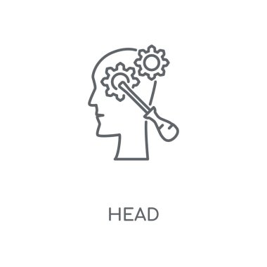 Kafa doğrusal simgesi. Kafa kavramı kontur sembolü tasarım. İnce grafik öğeleri illüstrasyon, beyaz bir arka plan, eps 10 anahat desen vektör.