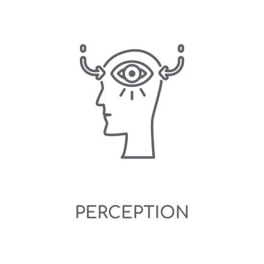 Algı doğrusal simgesi. Algı kavramı kontur sembolü tasarım. İnce grafik öğeleri illüstrasyon, beyaz bir arka plan, eps 10 anahat desen vektör.