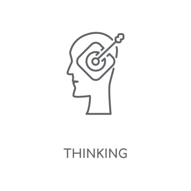 Düşünme doğrusal simgesi. Düşünme kavramı kontur sembolü tasarım. İnce grafik öğeleri illüstrasyon, beyaz bir arka plan, eps 10 anahat desen vektör.