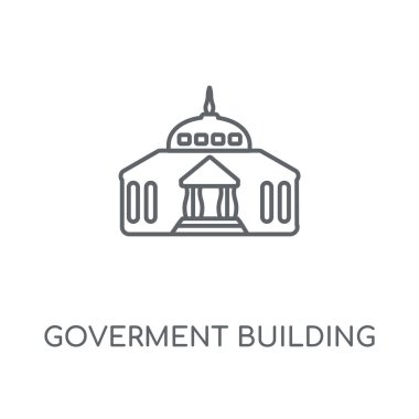 Resmi kurum binası doğrusal simgesi. Resmi kurum bina kavramı kontur sembol tasarımı. İnce grafik öğeleri illüstrasyon, beyaz bir arka plan, eps 10 anahat desen vektör.