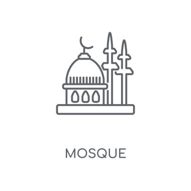 Cami doğrusal simgesi. Cami kavramı kontur sembolü tasarım. İnce grafik öğeleri illüstrasyon, beyaz bir arka plan, eps 10 anahat desen vektör.