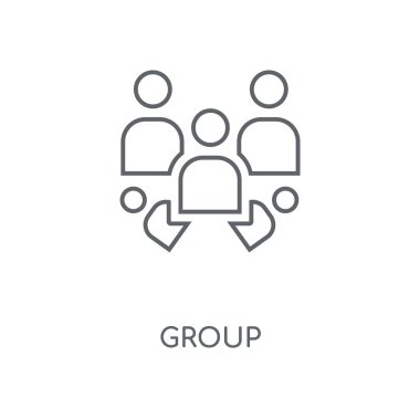 Grup doğrusal simgesi. Grup kavramı kontur sembolü tasarım. İnce grafik öğeleri illüstrasyon, beyaz bir arka plan, eps 10 anahat desen vektör.