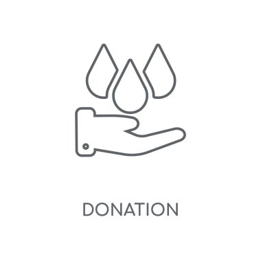 Bağış doğrusal simgesi. Bağış kavramı kontur sembolü tasarım. İnce grafik öğeleri illüstrasyon, beyaz bir arka plan, eps 10 anahat desen vektör.