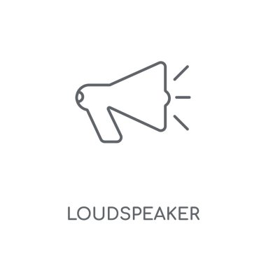 Hoparlör doğrusal simgesi. Hoparlör kavramı kontur sembol tasarımı. İnce grafik öğeleri illüstrasyon, beyaz bir arka plan, eps 10 anahat desen vektör.