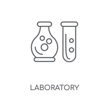 Laboratuvar doğrusal simgesi. Laboratuvar kavramı kontur sembolü tasarım. İnce grafik öğeleri illüstrasyon, beyaz bir arka plan, eps 10 anahat desen vektör.