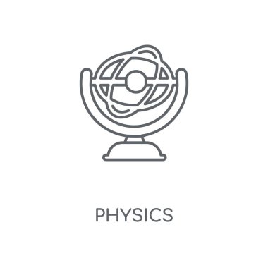 Fizik doğrusal simgesi. Kavramı kontur sembolü tasarım fizik. İnce grafik öğeleri illüstrasyon, beyaz bir arka plan, eps 10 anahat desen vektör.