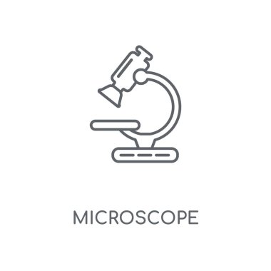 Mikroskop doğrusal simgesi. Mikroskop kavramı kontur sembolü tasarım. İnce grafik öğeleri illüstrasyon, beyaz bir arka plan, eps 10 anahat desen vektör.