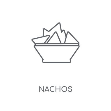 Nacho doğrusal simgesi. Nacho kavramı kontur sembolü tasarım. İnce grafik öğeleri illüstrasyon, beyaz bir arka plan, eps 10 anahat desen vektör.