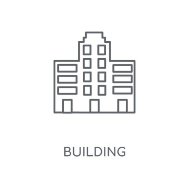 Bina doğrusal simgesi. Bina kavramı kontur sembol tasarımı. İnce grafik öğeleri illüstrasyon, beyaz bir arka plan, eps 10 anahat desen vektör.
