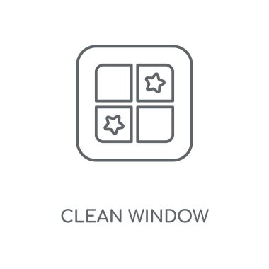 Temiz pencere doğrusal simgesi. Temiz pencere kavramı kontur sembolü tasarım. İnce grafik öğeleri illüstrasyon, beyaz bir arka plan, eps 10 anahat desen vektör.