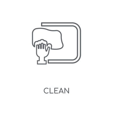 Temiz doğrusal simgesi. Temiz kavramı kontur sembolü tasarım. İnce grafik öğeleri illüstrasyon, beyaz bir arka plan, eps 10 anahat desen vektör.