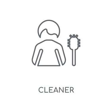 Temizleyici doğrusal simgesi. Temiz kavramı kontur sembolü tasarım. İnce grafik öğeleri illüstrasyon, beyaz bir arka plan, eps 10 anahat desen vektör.