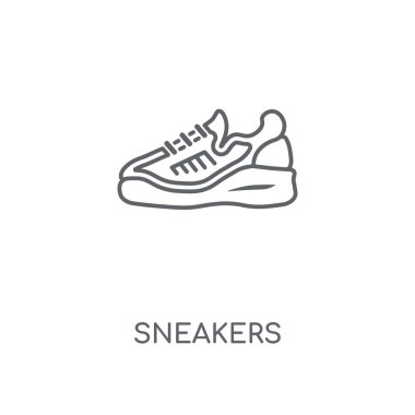 Spor ayakkabı doğrusal simgesi. Spor ayakkabı kavramı kontur sembolü tasarım. İnce grafik öğeleri illüstrasyon, beyaz bir arka plan, eps 10 anahat desen vektör.