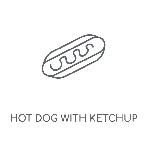 Hot Dog Κέτσαπ Γραμμική Εικονίδιο Hot Dog Σύμβολο Κτυπήματος Προμελέτη — Διανυσματικό Αρχείο