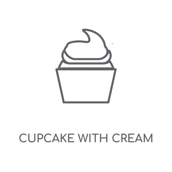 Cupcake Met Crème Lineaire Pictogram Cupcake Met Crème Beroerte Symbool — Stockvector