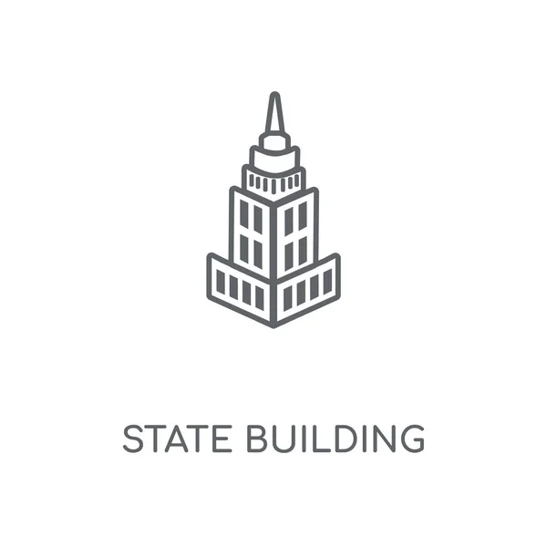 State Building Doğrusal Simgesi Devlet Yapı Kavramı Kontur Sembol Tasarımı — Stok Vektör