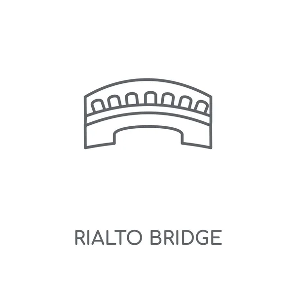 Rialto Bridge Linjär Ikonen Rialto Bridge Stroke Symbol Konceptdesign Tunn — Stock vektor
