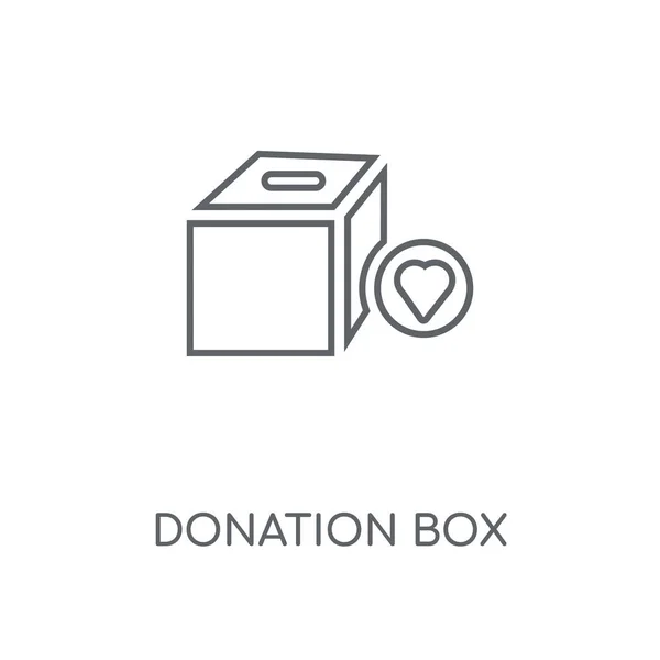 Caja Donación Icono Lineal Diseño Símbolo Trazo Concepto Caja Donación — Vector de stock
