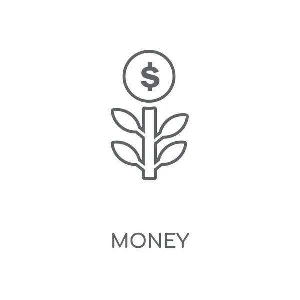 お金の線形アイコン お金の概念ストローク シンボル デザイン 薄いグラフィック要素ベクトル イラスト 白い背景 Eps の概要パターン — ストックベクタ