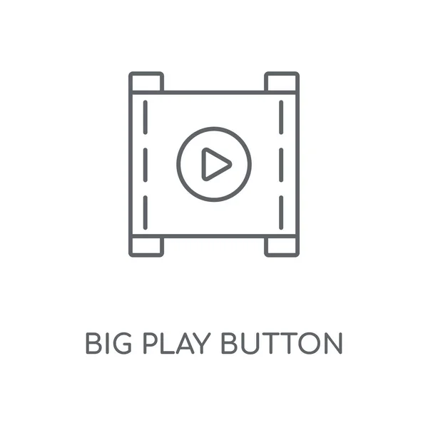 大きな再生ボタンの線形アイコン 大きな再生ボタン コンセプトのストローク シンボルのデザイン 薄いグラフィック要素ベクトル イラスト 白い背景 Eps の概要パターン — ストックベクタ