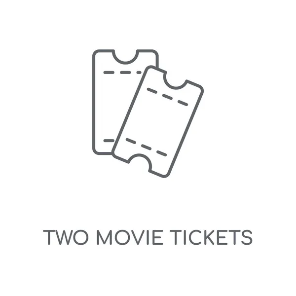 Dos Entradas Cine Icono Lineal Dos Entradas Cine Concepto Trazo — Archivo Imágenes Vectoriales