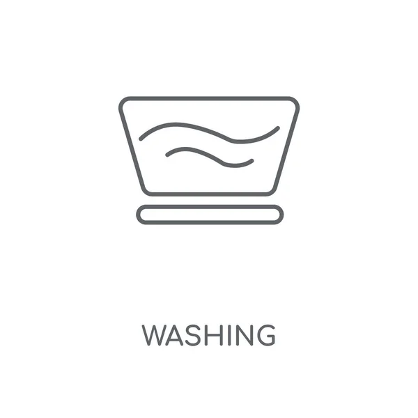 洗濯線形アイコン ストローク シンボル デザインのコンセプトを洗浄します 薄いグラフィック要素ベクトル イラスト 白い背景 Eps の概要パターン — ストックベクタ