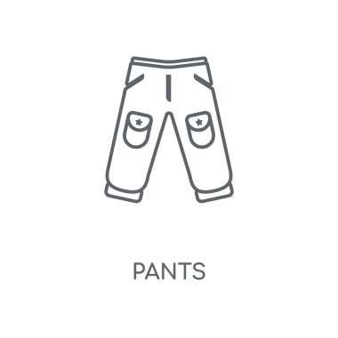 Pantolon doğrusal simgesi. Kavramı kontur sembolü tasarım pantolon. İnce grafik öğeleri illüstrasyon, beyaz bir arka plan, eps 10 anahat desen vektör.