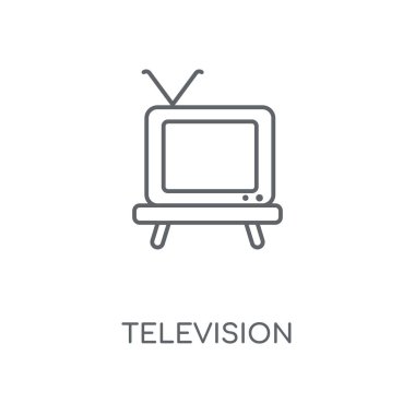 Televizyon doğrusal simgesi. Televizyon kavramı kontur sembolü tasarım. İnce grafik öğeleri illüstrasyon, beyaz bir arka plan, eps 10 anahat desen vektör.