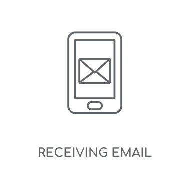 Alıcı e-posta doğrusal simgesi. Alıcı e-posta kavramı kontur sembolü tasarım. İnce grafik öğeleri illüstrasyon, beyaz bir arka plan, eps 10 anahat desen vektör.