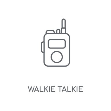 Walkie talkie doğrusal simgesi. Walkie talkie kavramı kontur sembolü tasarım. İnce grafik öğeleri illüstrasyon, beyaz bir arka plan, eps 10 anahat desen vektör.