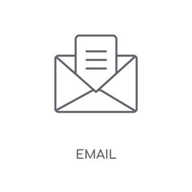 E-posta doğrusal simgesi. E-posta kavramı kontur sembolü tasarım. İnce grafik öğeleri illüstrasyon, beyaz bir arka plan, eps 10 anahat desen vektör.