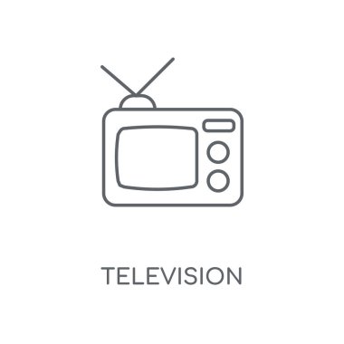 Televizyon doğrusal simgesi. Televizyon kavramı kontur sembolü tasarım. İnce grafik öğeleri illüstrasyon, beyaz bir arka plan, eps 10 anahat desen vektör.