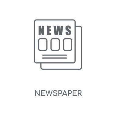 Gazete doğrusal simgesi. Gazete kavramı kontur sembolü tasarım. İnce grafik öğeleri illüstrasyon, beyaz bir arka plan, eps 10 anahat desen vektör.