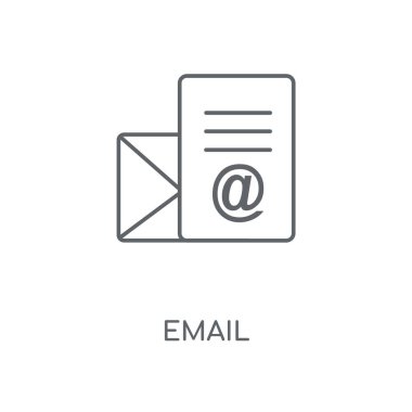 E-posta doğrusal simgesi. E-posta kavramı kontur sembolü tasarım. İnce grafik öğeleri illüstrasyon, beyaz bir arka plan, eps 10 anahat desen vektör.