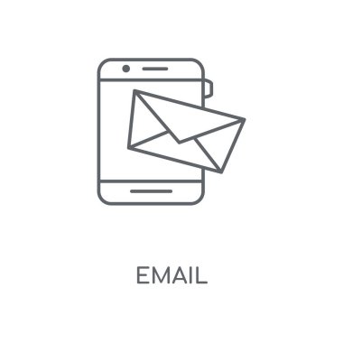 E-posta doğrusal simgesi. E-posta kavramı kontur sembolü tasarım. İnce grafik öğeleri illüstrasyon, beyaz bir arka plan, eps 10 anahat desen vektör.