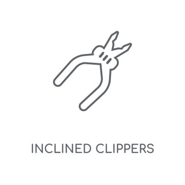 Eğimli Clippers doğrusal simgesi. Clippers kavramı kontur sembolü tasarım eğimli. İnce grafik öğeleri illüstrasyon, beyaz bir arka plan, eps 10 anahat desen vektör.
