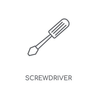 Tornavida doğrusal simgesi. Tornavida kavramı kontur sembolü tasarım. İnce grafik öğeleri illüstrasyon, beyaz bir arka plan, eps 10 anahat desen vektör.