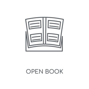 Açık kitap doğrusal simgesi. Açık kitap kavramı kontur sembol tasarımı. İnce grafik öğeleri illüstrasyon, beyaz bir arka plan, eps 10 anahat desen vektör.