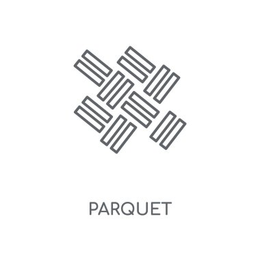 Parke doğrusal simgesi. Parke kavramı kontur sembolü tasarım. İnce grafik öğeleri illüstrasyon, beyaz bir arka plan, eps 10 anahat desen vektör.