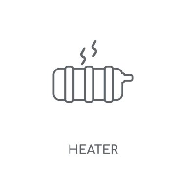 Isıtıcı doğrusal simgesi. Isıtıcı kavramı kontur sembolü tasarım. İnce grafik öğeleri illüstrasyon, beyaz bir arka plan, eps 10 anahat desen vektör.