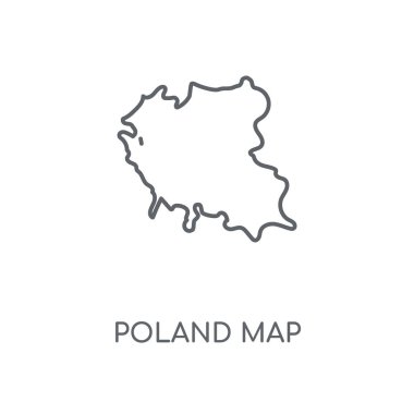 Polonya harita doğrusal simgesi. Polonya harita kavramı kontur sembolü tasarım. İnce grafik öğeleri illüstrasyon, beyaz bir arka plan, eps 10 anahat desen vektör.