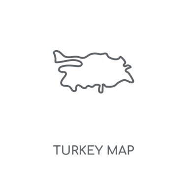 Türkiye'de harita doğrusal simgesi. Türkiye'de harita kavramı kontur sembolü tasarım. İnce grafik öğeleri illüstrasyon, beyaz bir arka plan, eps 10 anahat desen vektör.