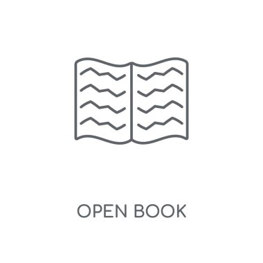 Açık kitap doğrusal simgesi. Açık kitap kavramı kontur sembol tasarımı. İnce grafik öğeleri illüstrasyon, beyaz bir arka plan, eps 10 anahat desen vektör.