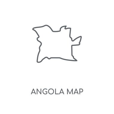 Angola Haritası doğrusal simgesi. Angola Haritası kavramı kontur sembolü tasarım. İnce grafik öğeleri illüstrasyon, beyaz bir arka plan, eps 10 anahat desen vektör.