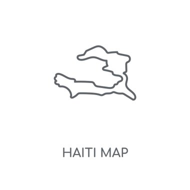 Haiti harita doğrusal simgesi. Haiti harita kavramı kontur sembolü tasarım. İnce grafik öğeleri illüstrasyon, beyaz bir arka plan, eps 10 anahat desen vektör.