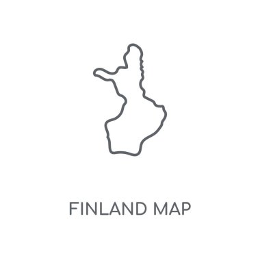 Finlandiya harita doğrusal simgesi. Finlandiya harita kavramı kontur sembolü tasarım. İnce grafik öğeleri illüstrasyon, beyaz bir arka plan, eps 10 anahat desen vektör.
