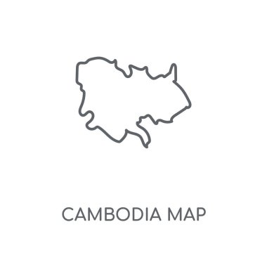 Kamboçya haritası doğrusal simgesi. Kamboçya haritası kavramı kontur sembolü tasarım. İnce grafik öğeleri illüstrasyon, beyaz bir arka plan, eps 10 anahat desen vektör.