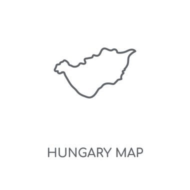 Macaristan Haritası doğrusal simgesi. Macaristan harita kavramı kontur sembolü tasarım. İnce grafik öğeleri illüstrasyon, beyaz bir arka plan, eps 10 anahat desen vektör.